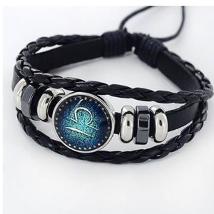 New Genuine Leather Libra Zodiac Sign Bracelet